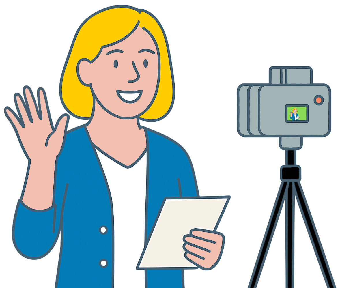 An instructor with a smile waves to the viewer