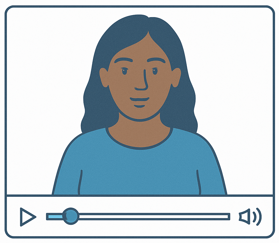 A video player with an instructor looking directly at the viewer.